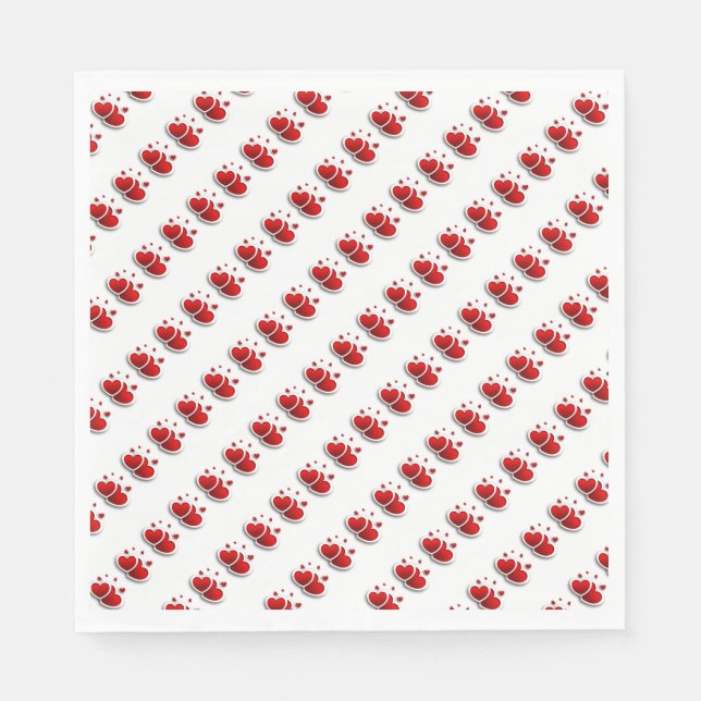 Red Hearts/White Standard Luncheon Napkin Pappersservett (Framsidan)