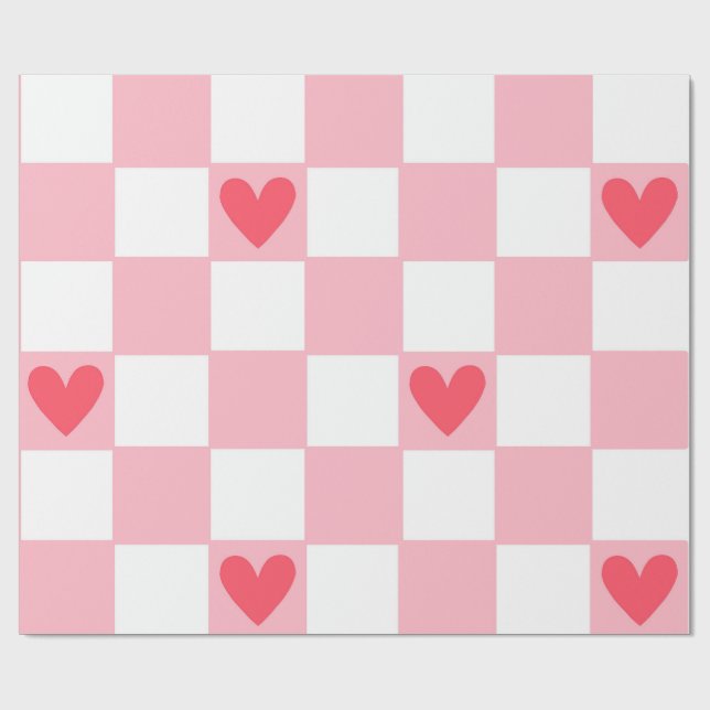 Red Hearts Wrapping Paper Presentpapper (Platt)