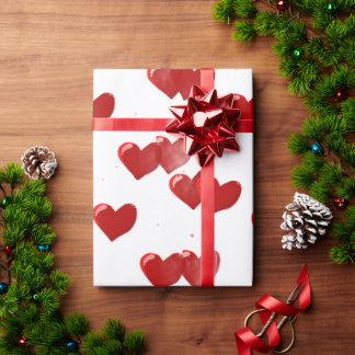 Red Hearts Wrapping Paper Presentpapper