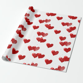 Red Hearts Wrapping Paper Presentpapper