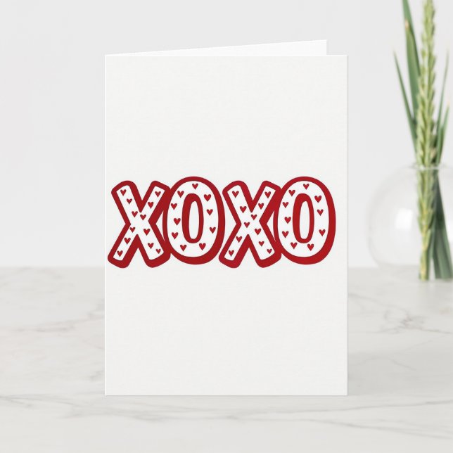 Red Hearts Xoxo Pattern Card Kort (Framsida)