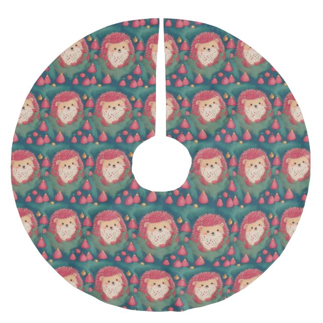 Red Hedgehog Haven Julgransmatta Borstad Polyester (Framsidan)