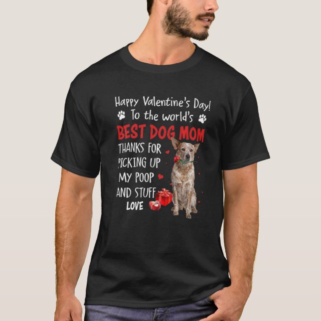 Red Heeler Best Hund Mamma Valentines day Puppy Hu T Shirt (Framsida)