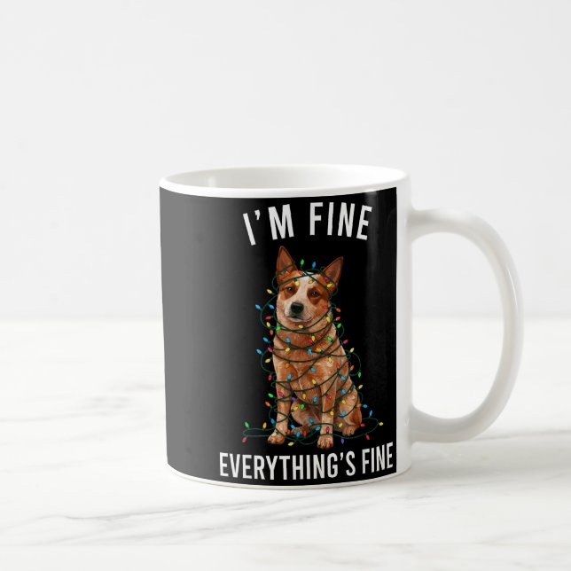 Red Heeler Christmas I'm Fine Everything Is Fine  Kaffemugg (Höger)