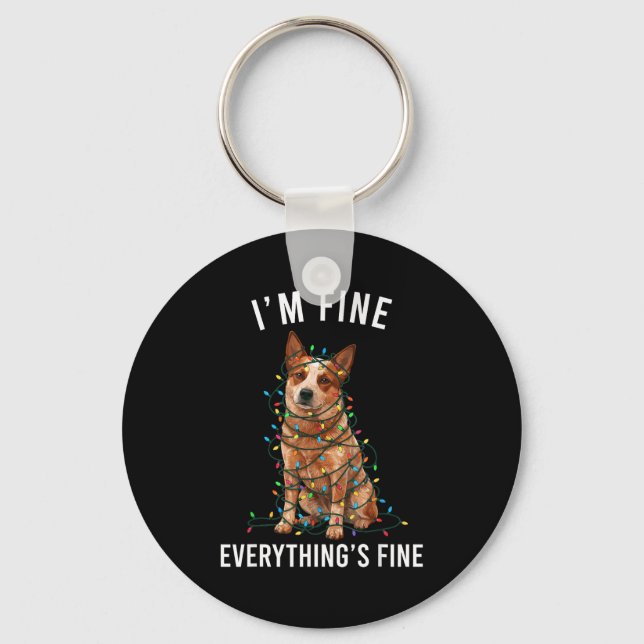 Red Heeler Christmas I'm Fine Everything Is Fine  Nyckelring (Framsida)