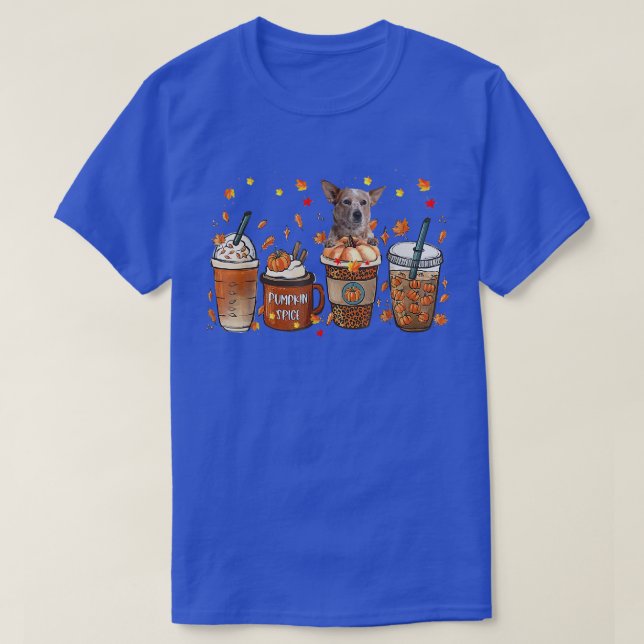 Red Heeler Fall Coffee Pumpkin Spice Latte Iced Au T Shirt (Design framsida)