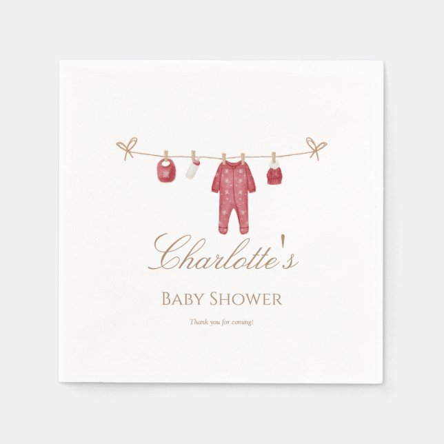 Red Helgdag Baby Shower Napkin för Pojke Pappersservett (Framsidan)