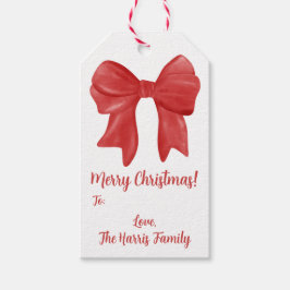 Red Helgdag Bow, Anpassningsbar Presentetikett