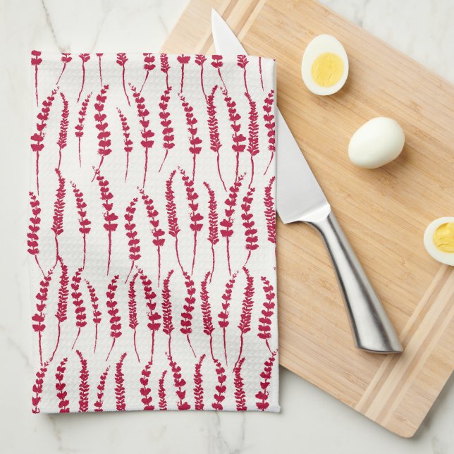 Red Helgdag Fern Print on Kitchen Towel Kökshandduk (Vikt i Fjärdedel)