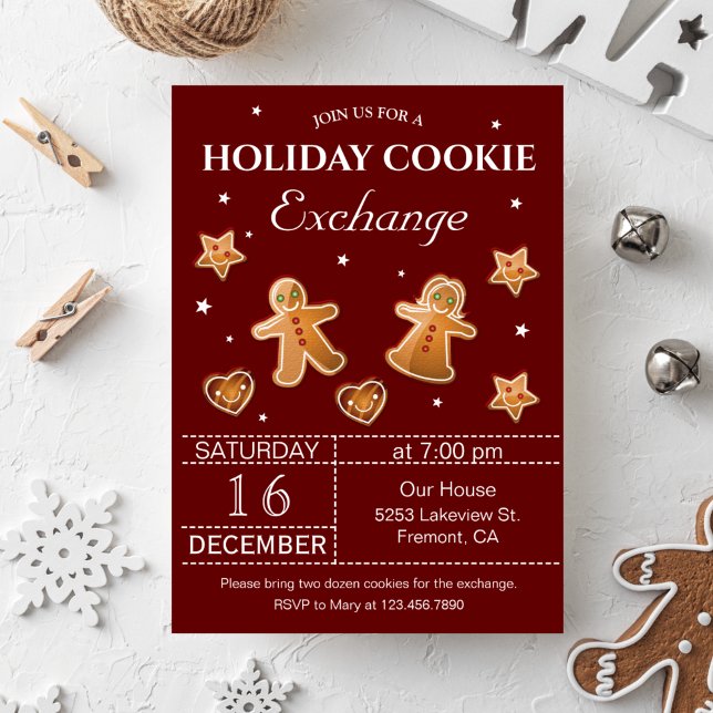 Red Helgdag jul Cookie Exchange Party Inbjudningar (Skapare uppladdad)