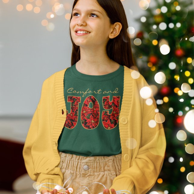 Red Helgdag jul Poinsettia Comfort & Joy T Shirt (Skapare uppladdad)
