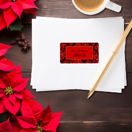 Red Helgdag jul Poinsettia Mönster Adressetikett