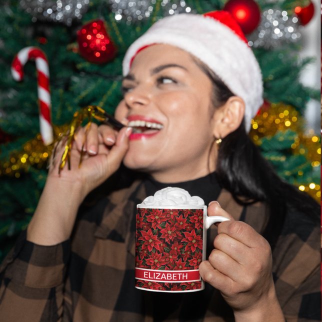 Red Helgdag jul Poinsettia Mönster Mugg (Skapare uppladdad)