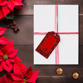 Red Helgdag jul Poinsettia Mönster Presentetikett