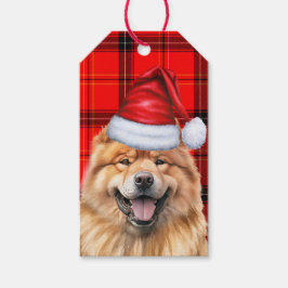Red Helgdag Play Chow Chow Santa Hund jul Presentetikett