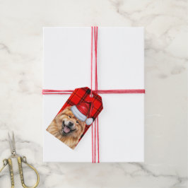 Red Helgdag Play Chow Chow Santa Hund jul Presentetikett