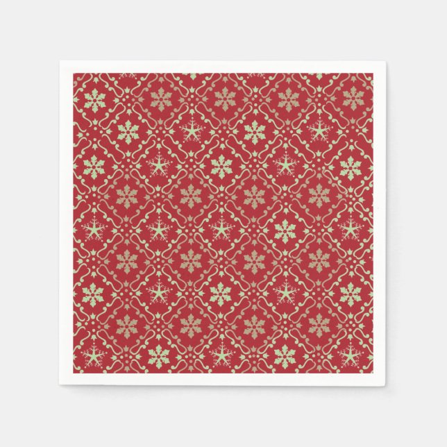 Red Helgdag Simple Snowflake Rustic Jul Pappersservett (Framsidan)