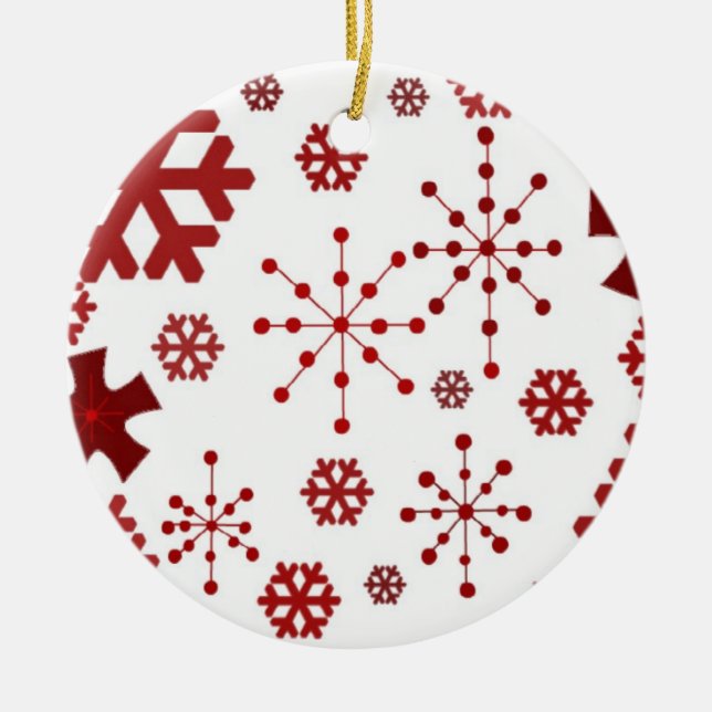 Red Helgdag Snöflingor Julgransprydnad Keramik (Framsidan)