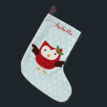 Red Helgdag Uggla Personlig Liten Julstrumpa<br><div class="desc">Den fina designen har ett sött rött uggla och kan vara personlig med ditt namn,  monogram,  initialer eller valfri text.</div>