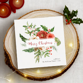 Red Helgdag Watercolor Botanical God jul