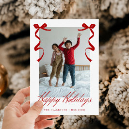 Red Helgdag Whimsical Bows Julkort