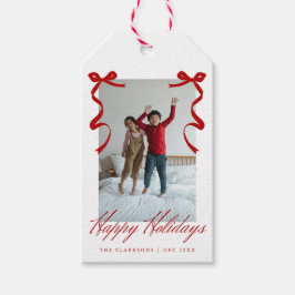 Red Helgdag Whimsical Bows Presentetikett