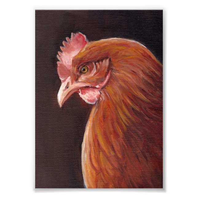 Red Hen Art Porträtt Skriv ut Fototryck (Framsidan)