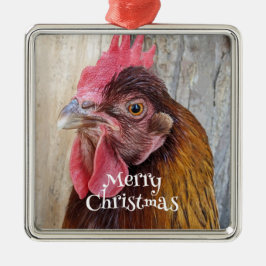 Red Hen Chicken Photo Holiday Julgransprydnad Metall