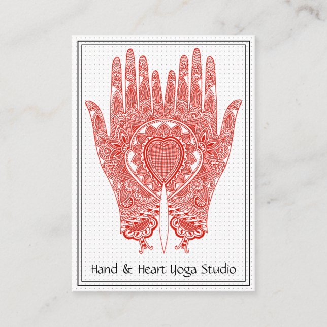 Red Henna Händer Yoga Studio Affärskort Visitkort (Framsida)