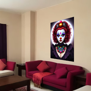 Red Herad Female Clown   AI Art Poster