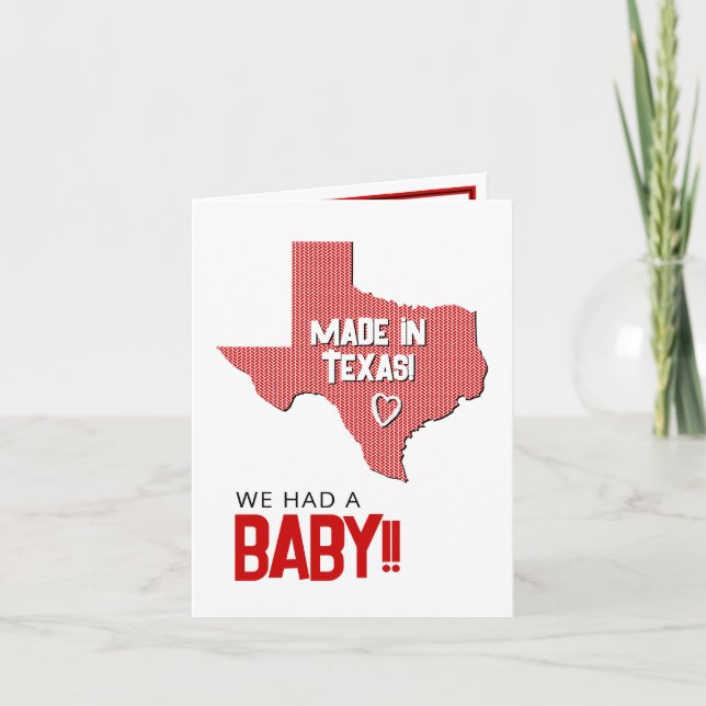 Red Herringbone Made in Texas Photo Baby Meddelande (Framsida)