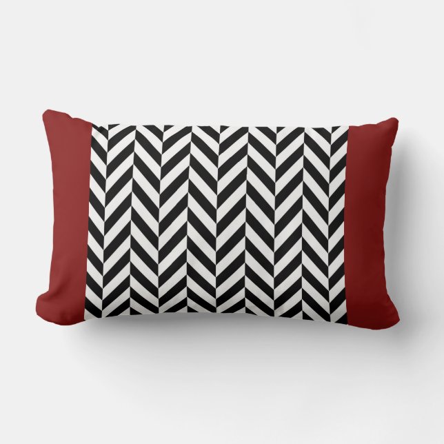Red Herringbone Rand Reversible Pillow Lumbarkudde (Framsida)