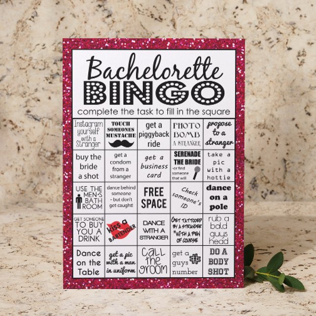 Red Hett Bachelorette Bingo, Party Game, Challenge Inbjudningar (Skapare uppladdad)