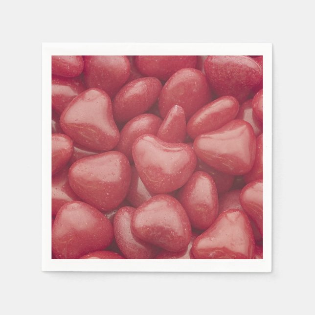 Red Hett Candy Hearts Papper Napkins Pappersservett (Framsidan)