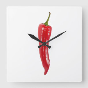 Red Hett Chili Clock Fyrkantig Klocka