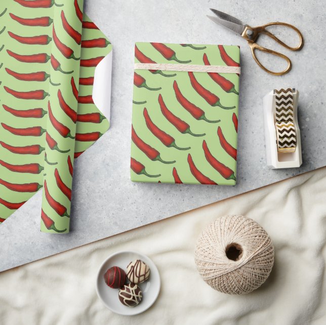 Red Hett Chili Pepper Chili Vegetable Veg Presentpapper (Hantverk)