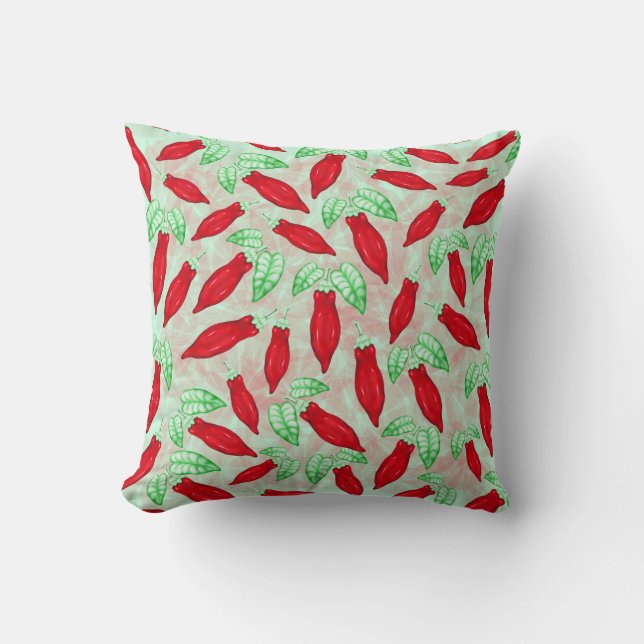 Red Hett Chili Pepper Decorative Mönster Kudde (Framsida)