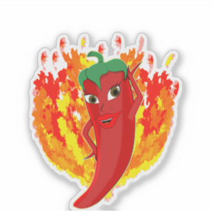 Red Hett Chili Pepper Diva Klistermärken