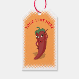 Red Hett Chili Pepper Diva Teckning Presentetikett