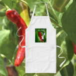 Red Hett Chili Pepper Hett Chef Långt Förkläde<br><div class="desc">Den här plattan i färg på det italienska Flagga av grönt,  vit och röd,  har en fotografisk bild av en chili-peppar av röd hett mot grönt löv på den vita plattan. Texten är anpassadet för ett Namn eller för en egen text. Det här är originalträdgårdsfotografi av JLW_PHOTOGRAPHY.</div>