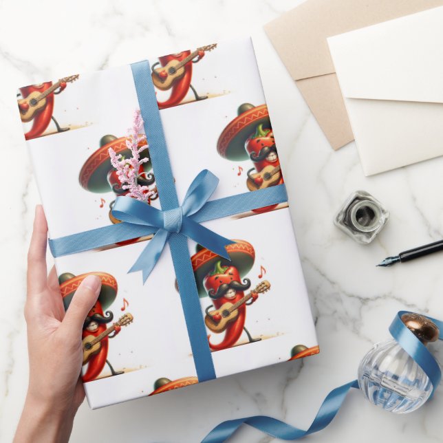 Red Hett Chili Pepper Spela Guitar Presentpapper (Gifting)