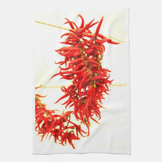 Red Hett Chili Peppers Hanging to Dry Towel Kökshandduk (Vertikal)