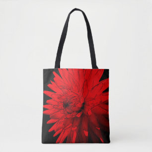 Red Hett Dahlia Abstrakt Flower Art Tygkasse