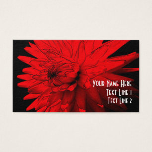 Red Hett Dahlia Flower Art Affärskort Visitkort