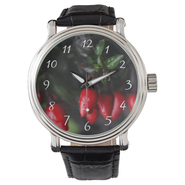 Red Hett Garden Salsa Chili Peppers. Armbandsur (Framsida)