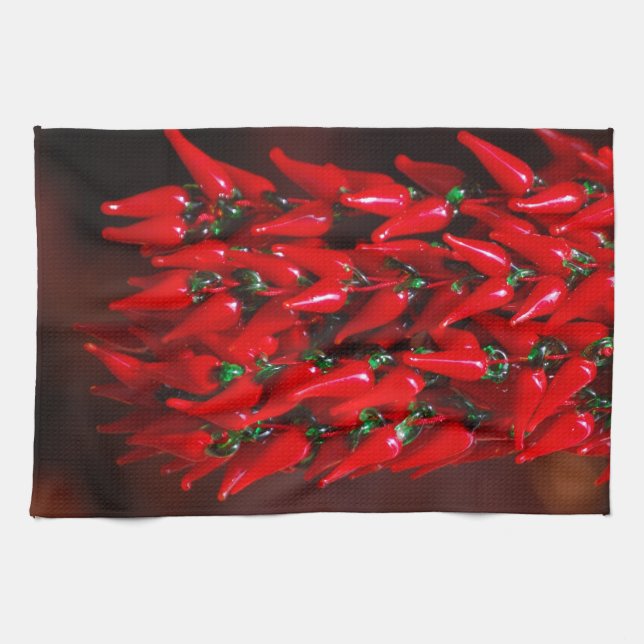 Red Hett Hanging Chili Peppers Image Design Kökshandduk (Horisontell)