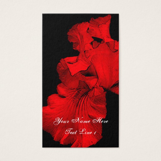 Red Hett Iris Flower Art Visitkort (Framsidan)