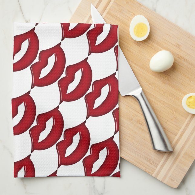 Red Hett Läppar Kitchen Towel Kökshandduk (Vikt i Fjärdedel)