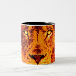 Red Hett Lejonare Ansikte Red Orange Flames Två-Tonad Mugg
