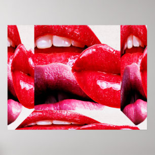 Red Hett Lipstick Läppar Poster